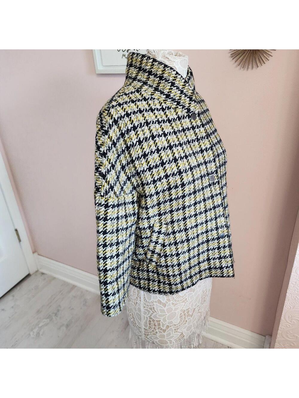 ETCETERA black yellow white tweed unique jacket blazer 8 wool blend - Picture 1 of 7
